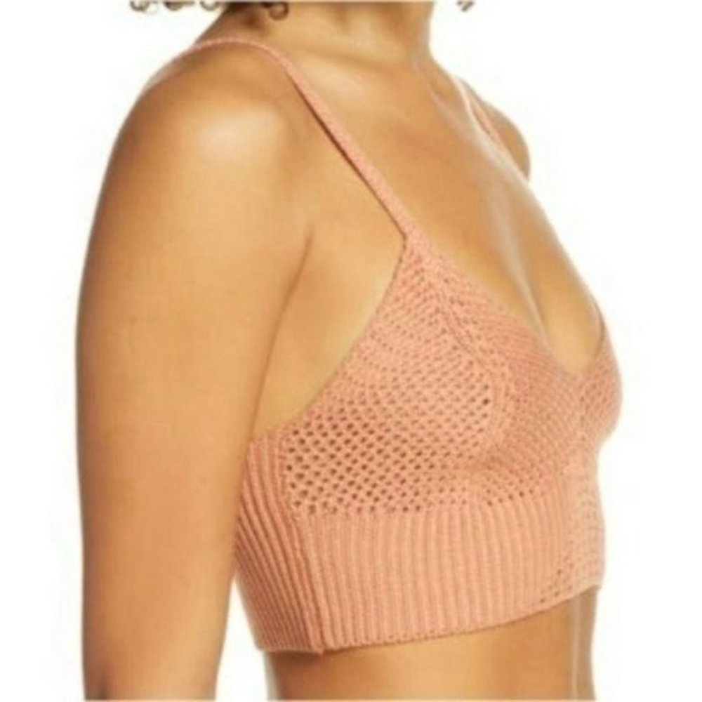Free People You Wanna Brami in Sugar Almond Pink Size L - Picture 2 of 6